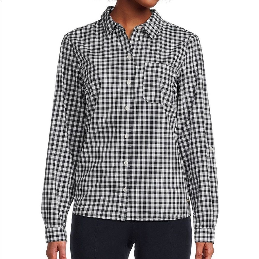 Tommy Hilfiger Black and White Checked Button Down Top size XS